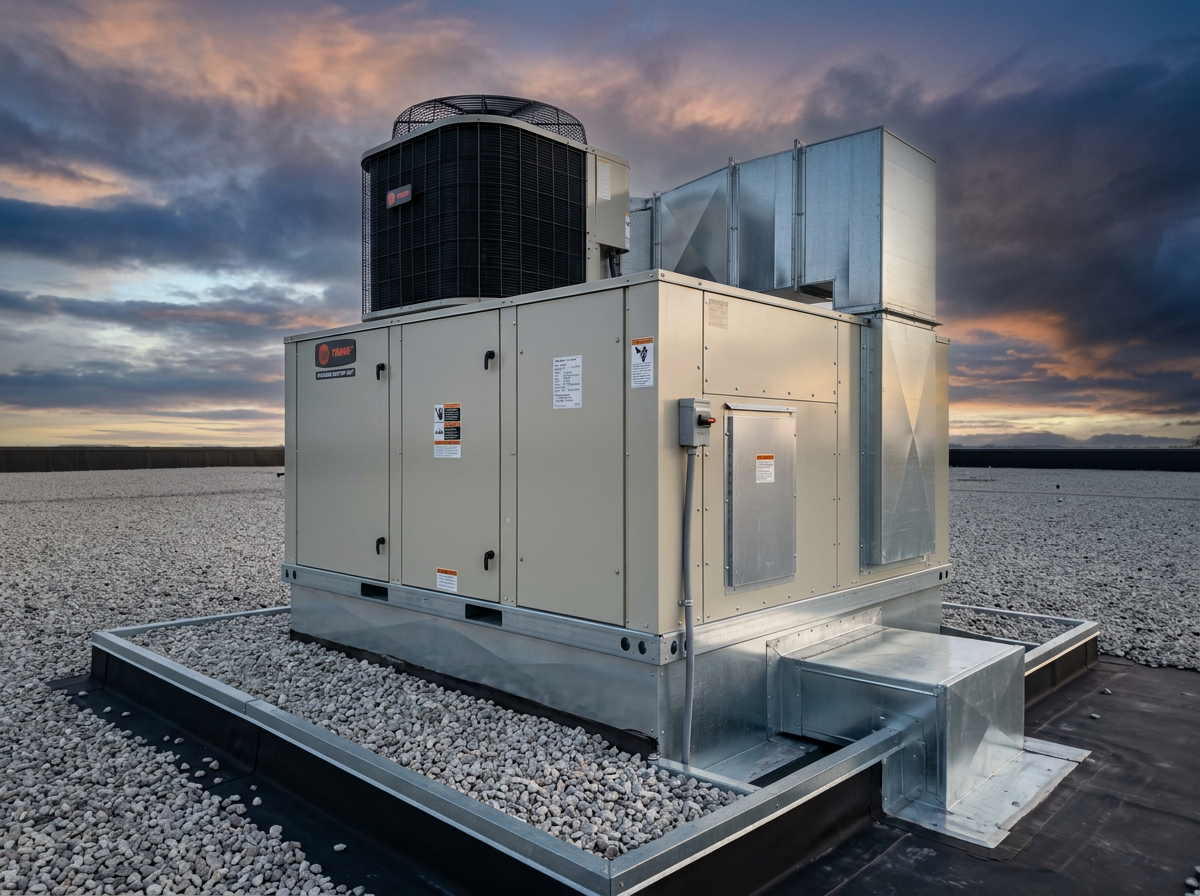 Single commercial rooftop packaged HVAC unit