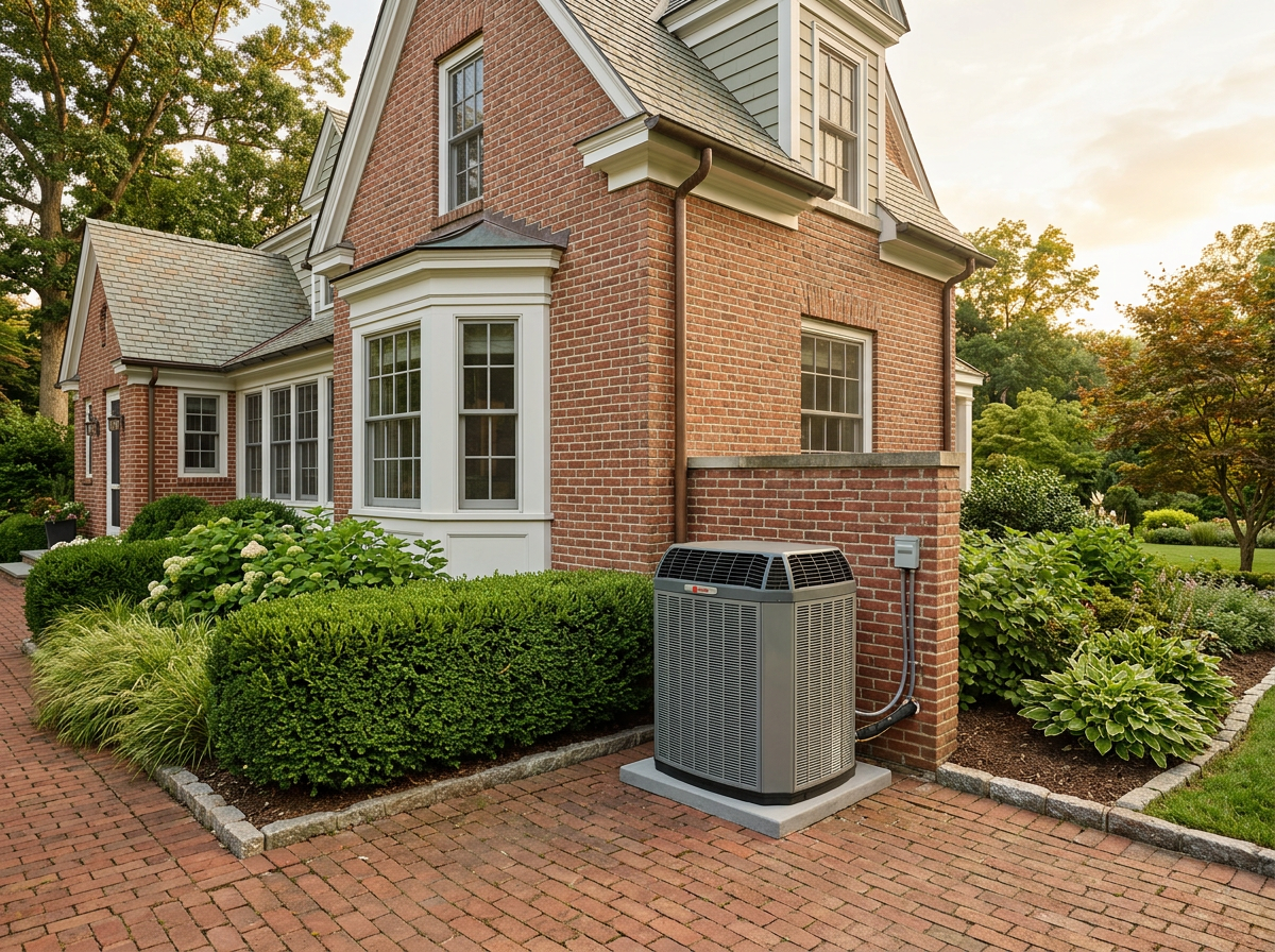 Residential AC unit installed at a Connecticut home